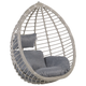 Hängesessel Grau Rattan inkl. Kissen Outdoor Indoor Boho Stil