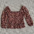 American Eagle Outfitters Tops | American Eagle Floral Crop Top | Color: Brown/Red | Size: S
