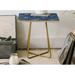 East Urban Home Cross Legs End Table Wood/Metal in Blue/Brown/Yellow | 19 H x 19 W x 19 D in | Wayfair 4BFC7FD1708D4FF4AB0B41E0A34A85B5