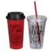 Northlight Seasonal 6.75" Inspirational Red w/ Black Accents Tumbler & Travel Mug Set Plastic/Acrylic in Black/Red | 6.75 H in | Wayfair