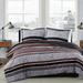 London Fog Warren Stripe Comforter Set Polyester/Polyfill/Microfiber in Black/Gray/Red | King Comforter + 2 King Shams | Wayfair CS3480KG-1500