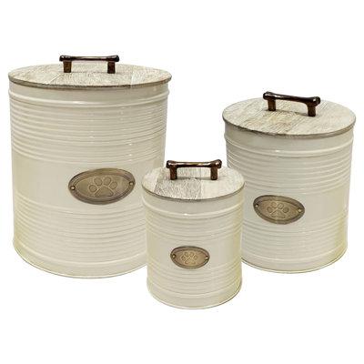 NU Steel Ribbed Jumbo Pet 3 Piece Food Storage Container Set Metal, Size 8.0 D in | Wayfair PS-52