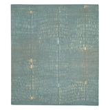 White 36 x 0.5 in Area Rug - Tufenkian Abstract Hand Knotted Wool/Silk Blue/Gold Area Rug Silk/Wool | 36 W x 0.5 D in | Wayfair 802.T329B..0305