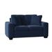 Wade Logan® Anastase 64" Square Arm Loveseat w/ Reversible Cushions Wood/Polyester in Blue | 36 H x 64 W x 39 D in | Wayfair