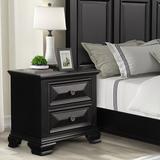 Roundhill Furniture 2 - Drawer Solid Wood Nightstand Wood in Black | 29 H x 29 W x 17 D in | Wayfair B845N