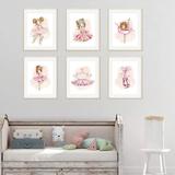 Harriet Bee Delinda Elegant Watercolor Ballerina, Tutu, Shoes, She Is Far More Precious Than Jewels 6-Piece Set Print in Pink | Wayfair