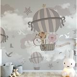 Isabelle & Max™ Pulbrough Soft Hot Air Balloon w/ Cartoon Animals Wall Mural Fabric in Gray | 75 W in | Wayfair 2D4897ED590A4F3BB8EE8F2F3F33FECA