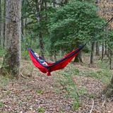 Arlmont & Co. Gould Camping Hammock in Red/Indigo/Brown | 1 H x 78 W x 118 D in | Wayfair 1B6B1D3696ED426F8DDB11982AD496D5