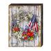 The Holiday Aisle® Mihram Patriotic Wreath by Dona Gelsinger Wood Block Wood in Brown | 9 H x 24 W x 1 D in | Wayfair