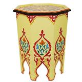 Bungalow Rose Handmade Moroccan Wood Table Light Yellow Wood/Solid Wood in Brown/Yellow | 20.5 H x 14.75 D in | Wayfair