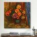 Vault W Artwork "Pitcher (Vase) of Flowers" by Pierre-Auguste Renoir Painting Print on Canvas in Brown/Red | 12 H x 12 W x 0.75 D in | Wayfair