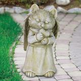 Exhart Cat Angel Statue w/ Heart, 9.5 Inch Resin/Plastic in Gray | 9.4 H x 5.5 W x 5.3 D in | Wayfair 18435-RS