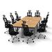 Inbox Zero 10 Person Conference Meeting Tables w/ 10 Chairs Complete Set Wood/Metal in Brown | 30 H x 90 W x 144 D in | Wayfair