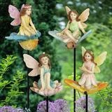 Exhart 4 Piece Fairy Pot Stakes Set, 12 Inch Resin/Plastic | 12.8 H x 3 W x 3.4 D in | Wayfair 50058-RS