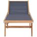 Dovecove Folding Sun Lounger w/ Wheels Solid Teak & PVC-coated polyester Wood/Solid Wood in Blue/Brown/White | 13.8 H x 23.6 W x 81.1 D in | Outdoor Furniture | Wayfair