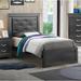 Glory Furniture Paighton Tufted Low Profile Standard Bed Wood & /Upholstered/Faux leather in Gray/Black | 53 H x 44 W x 80 D in | Wayfair