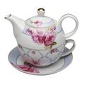 Grace's Tea Ware Porcelain Tea For One Set Porcelain China/Ceramic in Blue/Pink | 5.5 H x 6.25 W x 4.5 D in | Wayfair 35519-7
