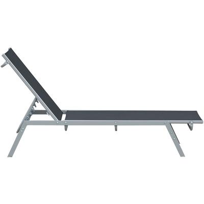 Outsunny - Garten-Sonnenliege Relaxliege mit 5-stufige Rückenlehne aus Metall Schwarz 170 x 58 x 97