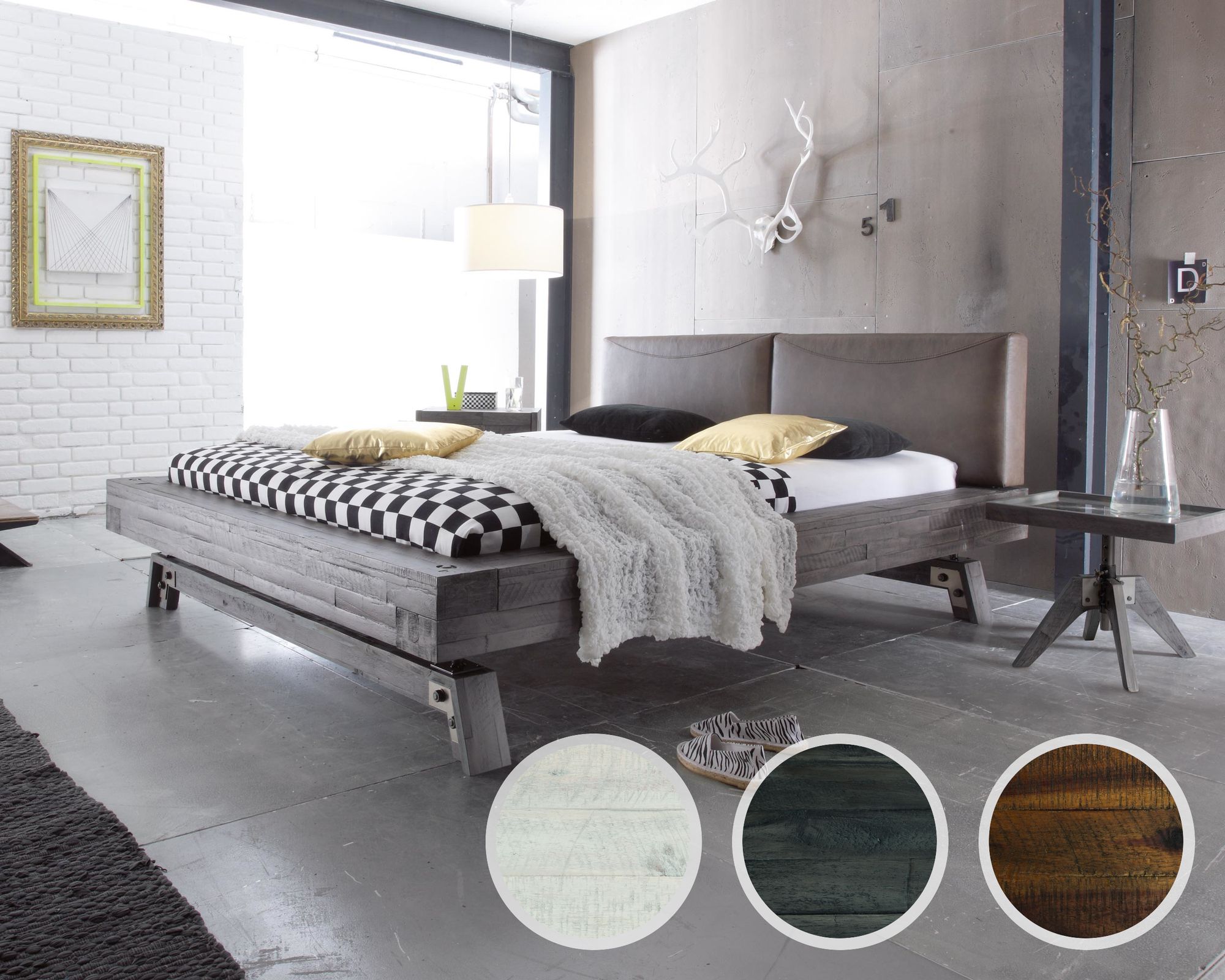 Hasena Factory-Line Massivholzbett Bloc Stabil/Duna 140x200 cm braun