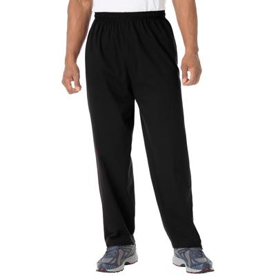 Men's Big & Tall Lightweight Jersey Open Bottom Sweatpants by KingSize in Black (Size XL)