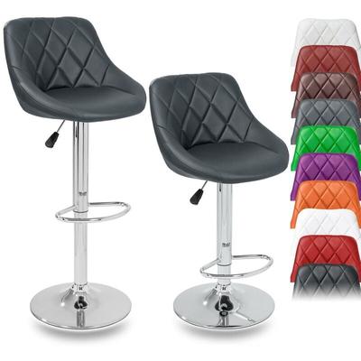 2er Set Barhocker Barstuhl Tresenhocker Küchenhocker Hocker Loungesessel 2x grau - Tresko Image