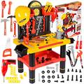 Kinderplay Kids Tool Bench | Kids Workbench - 50 pcs Kids Tool Set | Toll Bench for Toddlers| Kids Tool Box with Drill and Helmet | Kids Tool Kit "Tools&Brains”, KP2646