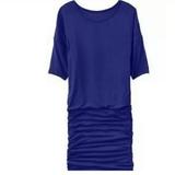 Athleta Dresses | Athleta Solstice Tee Dress Sz Large Ruched Sides | Color: Blue | Size: L