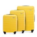 WITTCHEN Travel Suitcase Carry-On Cabin Luggage Hardshell Made of ABS with 4 Spinner Wheels Combination Lock Telescopic Handle Groove Line Set of 3 suitcases Yellow