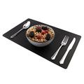 Set of 6 Large Jet Black Recycled Leather Placemats (42cm x 26.5cm). Made in The UK by The Lara May Collection.