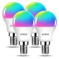 LVWIT Smart E14 Light Screw Bulbs,WiFi G45 Golf LED Bulb,470Lm, E14 Color WiFi,5W Replace 40 Watt,Smart Light Bulb Screw E14,Compatible with Alexa Google Assistant,TUYA/Smart Life APP Bulb 4 PCS