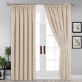 Yorkshire Bedding Thermal Blackout Curtain 90 x 72 Pencil Pleat Noise Reducing Tape Top Insulated, Sunlight Blocker, Dark and Plain Cream Curtains for Bedroom Decor + 2 Tie Backs (228 x 183 cm)