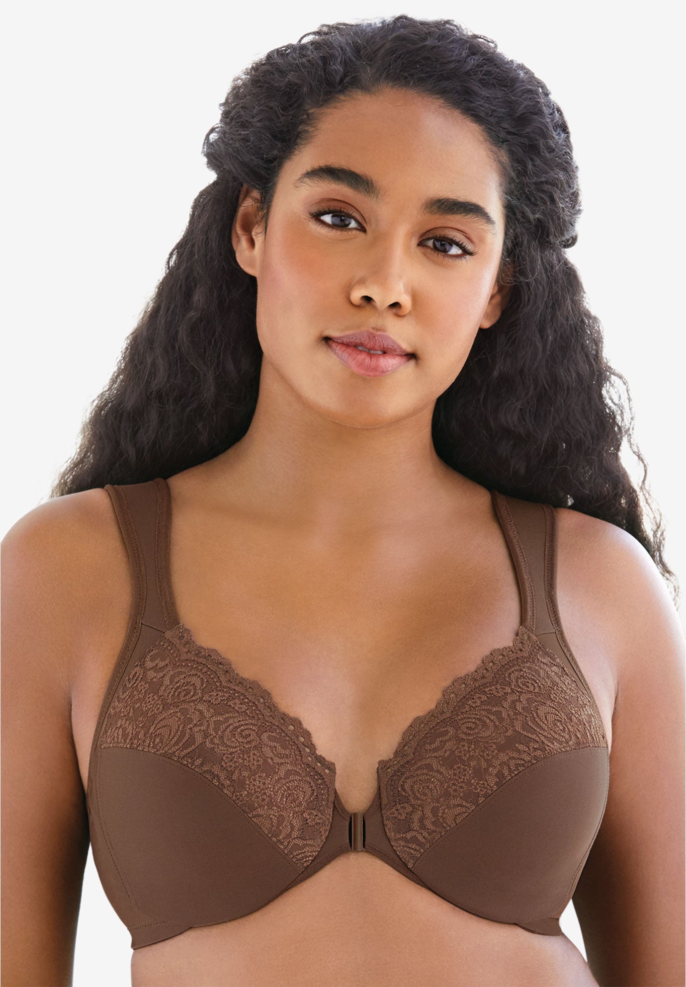 Plus Size Women's Wonderwire® Front-Close Underwire Bra 1245 by Glamorise in Mocha (Size 44 H)
