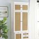 Hutton Hutch with Doors - Double with Natural Rattan - Ballard Designs - Ballard Designs