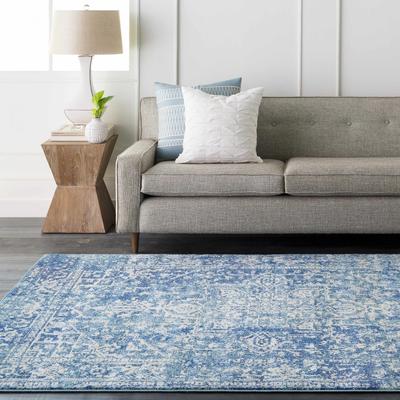 Thousandsticks 7'10" x 10'2" Traditional Teal/Light Beige/Navy/Peach/LightBeige/Peach Area Rug - Boutique Rugs