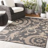 Loughton 7'3" Round Cottage Black/Light Brown/Brown/Dark Red Outdoor Area Rug - Hauteloom