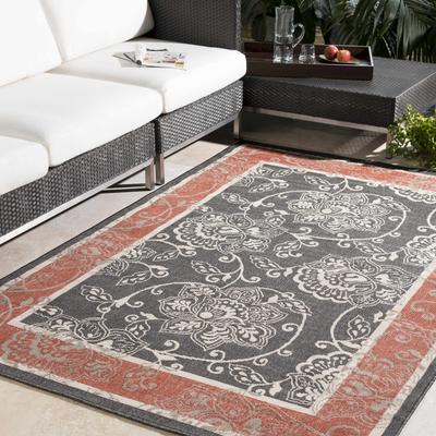 Berryman 8'10" Square Traditional Black/Rust/Light Beige/Light Brown/Brick Red/Beige/Brown/Rust/Dark Red Outdoor Area Rug - Boutique Rugs