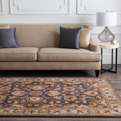Indianapolis 3' x 12' Traditional Wool Charcoal/Burnt Orange/Dusty Coral/Ice Blue/Tan/Light Beige/Slate/Beige/Slate Blue/BurntOrange/DustyCoral/Burnt Orange/Dusty Coral Runner - Boutique Rugs