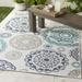 Shonkin 2'5" x 4'5" Cottage Teal/White/Taupe/Navy Outdoor Area Rug - Hauteloom