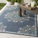 Penland 8'10" x 12'10" Traditional Taupe/Teal/White/Navy/Pale Blue Outdoor Area Rug - Hauteloom