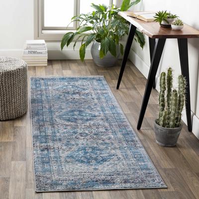 Nisula 8'10" x 12' Traditional Light Gray/Charcoal/Navy/White/Blue/LightGray/Light Gray Area Rug - Boutique Rugs