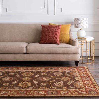 Daviston 6' Round Traditional Wool Dark Brown/Beige/Brown/Burnt Orange/Dusty Sage/Light Brown/Medium Brown/Rust/Brick Red/Rust/Dark Red/DarkBrown/LightBrown/BurntOrange/MediumBrown/Dark Brown/Light Brown/Burnt Orange/Medium Brown Area Rug - Boutique...