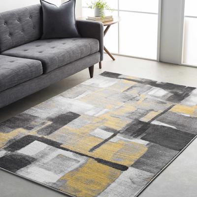 Adlington 7'10" x 10' Modern Mustard/Black/Cream/Gray Area Rug - Boutique Rugs