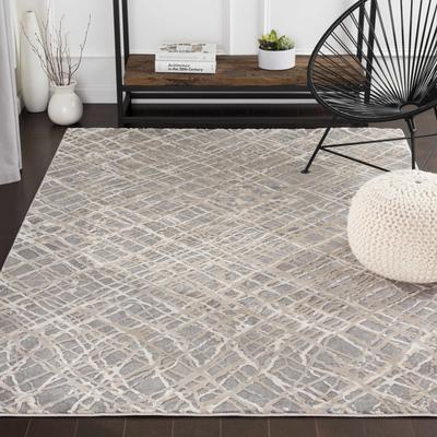 Smock 6'7" x 9'6" Modern Charcoal/Medium Gray/Tan/Light Beige/Beige/MediumGray/Medium Gray Area Rug - Boutique Rugs