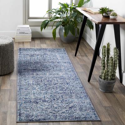 Wellsburg 8'10" x 12' Traditional Light Gray/White/Navy/Blue/LightGray/Light Gray Area Rug - Boutique Rugs