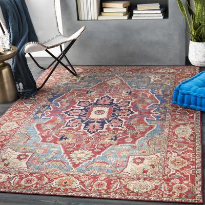 Seattle 7'6" x 9'6" Traditional Burnt Orange/Ivory/Beige/Dark Blue/Grass Green/Ink Blue/Pale Blue/Red/Navy/Teal/BurntOrange/PaleBlue/DarkBlue/InkBlue/Burnt Orange/Pale Blue/Navy/Teal Area Rug - Boutique Rugs