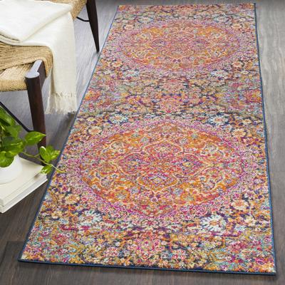 Marlboro 5'3" x 7'3" Updated Traditional Burnt Orange/Teal/Ivory/Burgundy/Medium Gray/Mustard/Navy Area Rug - Hauteloom