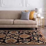 Holsworthy 4' Round Traditional Wool Black/Burnt Orange/Brown/Dark Red/Mustard/Oatmeal/Olive/Sage/Wheat Area Rug - Hauteloom