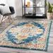 Rouzerville 8'10" x 12'4" Updated Traditional Teal/Pale Blue/Saffron/Charcoal/Light Gray/Dark Brown/Beige/White/Brown/Burnt Orange/Dark Blue/Medium Purple/Pink/Yellow/Navy/Mustard Area Rug - Hauteloom