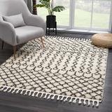 Munich 7'10" x 10' Bohemian/ Moroccan Farmhouse Trellis Charcoal/Light Beige/Peach Area Rug - Hauteloom