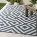 Abilene 2'5" x 4'5" Modern White/Navy Outdoor Area Rug - Hauteloom